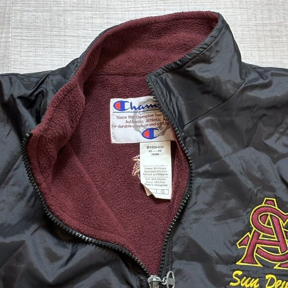 VINTAGE Arizona State Sun Devils 1/4 Zip Pullover Jacket Mens Sz Large Champion - Picture 7 of 9